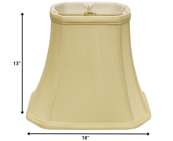 18" Antique White Slanted Rectangle Bell Monay Shantung Lampshade