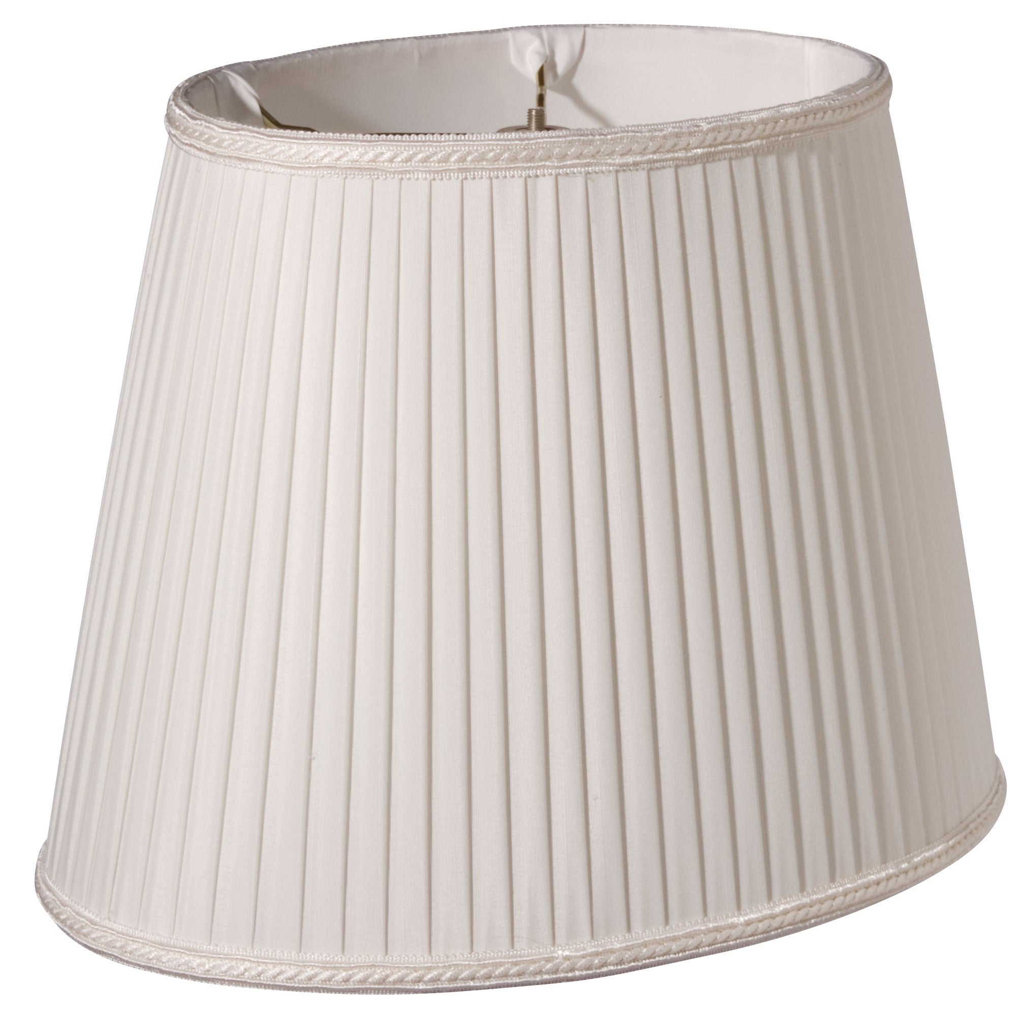 14" White Oval Side Pleat Paperback Shantung Lampshade