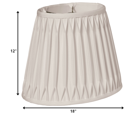 18" Cream Oval Smocked Pleat Paperback Shantung Lampshade