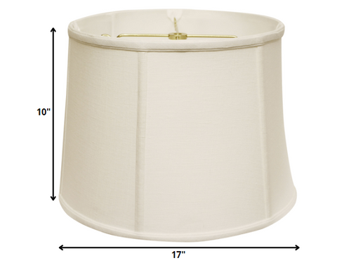 17" White Throwback Drum Linen Lampshade