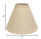 15" Parchment Biege Deep Cone Slanted Linen Lampshade