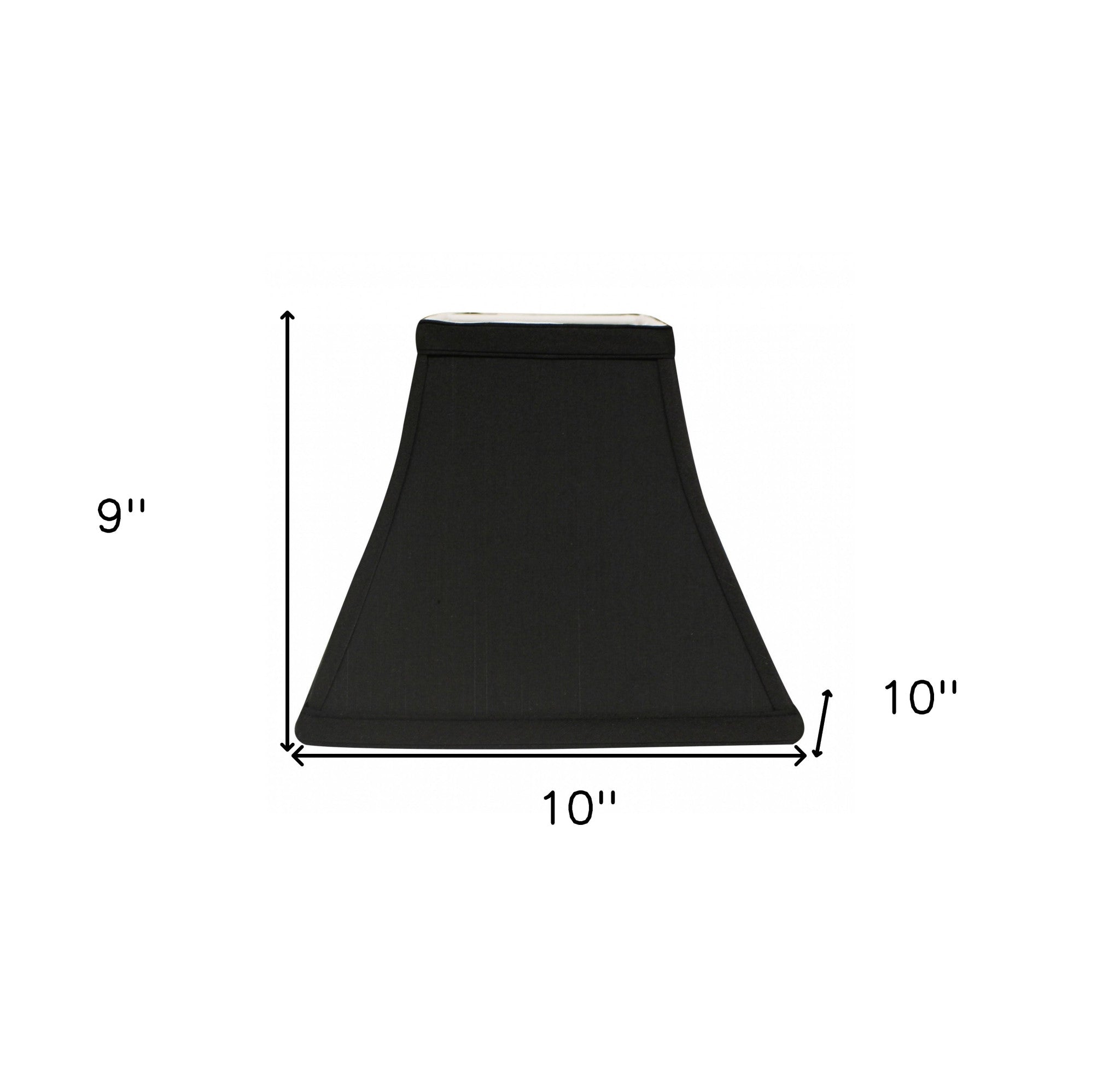 10" Black with White Lining Square Bell Shantung Lampshade