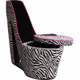 32" Red And Black Faux Suede Animal Print Side Chair