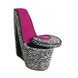 32" Black And White Faux Suede Animal Print Side Chair