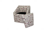 21" Modern Beige Whimsical Cats in London Cubed Accent Storage Chair