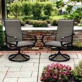 Set of Two Gray and Black Padded Sling Swivel Dining Chairs