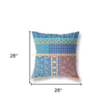 18" X 18" Blue And Orange Zippered Patchwork Indoor Outdoor Throw Pillow Cover & Insert