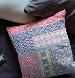 18" X 18" Pink Zippered Patchwork Indoor Outdoor Throw Pillow Cover & Insert