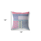 18" X 18" Pink Zippered Patchwork Indoor Outdoor Throw Pillow Cover & Insert