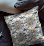 16" X 16" Gray And Orange Broadcloth Floral Throw Pillow