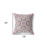 18" X 18" Muted Purple And Yellow Broadcloth Floral Throw Pillow