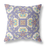 16" X 16" Purple Broadcloth Floral Throw Pillow