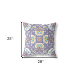 18" X 18" Purple Broadcloth Floral Throw Pillow