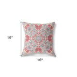 16" X 16" Purple And Red Broadcloth Floral Throw Pillow