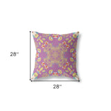 18" X 18" Purple And Yellow Broadcloth Floral Throw Pillow