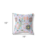 16" X 16" Purple And Yellow Broadcloth Floral Throw Pillow