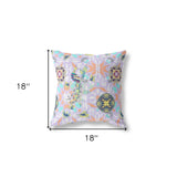 18" X 18" Purple And Yellow Broadcloth Floral Throw Pillow