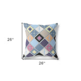 18" X 18" Blue And Purple Broadcloth Floral Throw Pillow