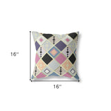 16" X 16" Pink And Gold Broadcloth Floral Throw Pillow