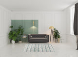 5' X 7' Light Peach Light Aqua Oriental Area Rug