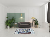 5' X 7' Dark Brown And Dark Blue Abstract Area Rug