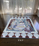 5' X 7' Dark Brown And Dark Blue Abstract Area Rug