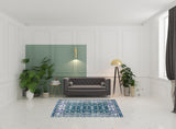 5' X 7' Aqua Oriental Area Rug