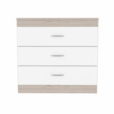 29" Light Gray and White Three Drawer Dresser