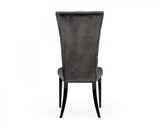 Set of Two Gray Velvet Modern Dining Chairs