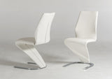 Set of Two White Faux Leather Modern Dining Chairs