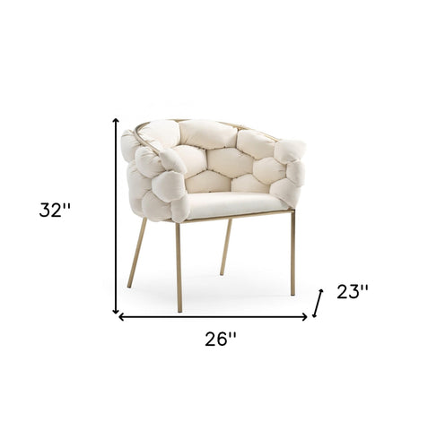 White Geo Velvet and Brushed Brass Velvet Dining Chair