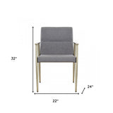 Gray Antique Brass Contemporary Dining Chair