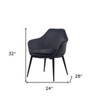 Gray Black Velvet Dining Chair