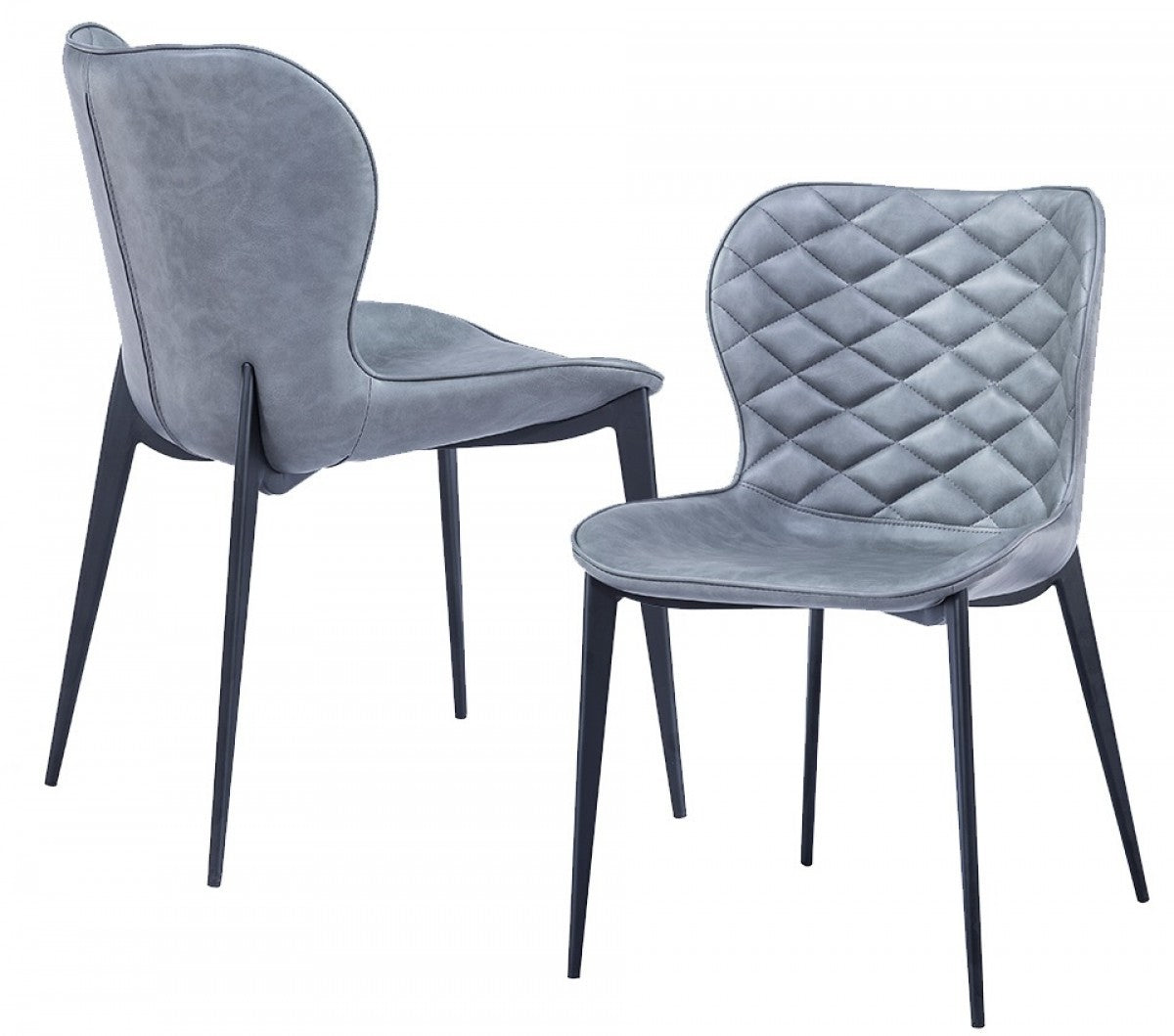 Set of Two Gray Black Modern Dining Chairs