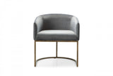 Gray Velvet Brass Modern Dining Chair