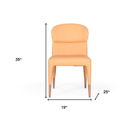 Set of Two Peach Rosegold Dining Chairs