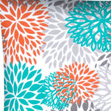 17" X 17" Orange Teal And White Zippered Polyester Floral Throw Pillow Cover