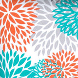 17" X 17" Orange Teal And White Zippered Polyester Floral Throw Pillow Cover