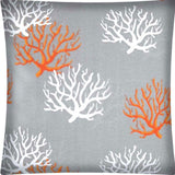 17"x17" Gray Orange And White Zippered Polyester Coastal Throw Pillow Cover