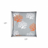 17"x17" Gray Orange And White Zippered Polyester Coastal Throw Pillow Cover