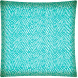 17" X 17" Turquoise And White Zippered Polyester Chevron Throw Pillow Cover