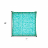 17" X 17" Turquoise And White Zippered Polyester Chevron Throw Pillow Cover