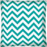 17" X 17" Turquoise And White Zippered Polyester Chevron Throw Pillow Cover