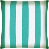 17" X 17" Turquoise And White Zippered Polyester Striped Throw Pillow Cover