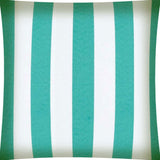 17" X 17" Turquoise And White Zippered Polyester Striped Throw Pillow Cover