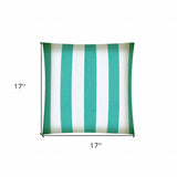 17" X 17" Turquoise And White Zippered Polyester Striped Throw Pillow Cover