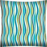 17" X 17" Aqua Brown And Olive Zippered Polyester Striped Throw Pillow Cover