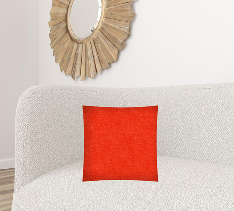 17" X 17" Coral Red Zippered Polyester Solid Color Throw Pillow Cover