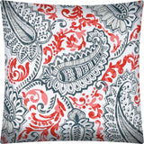 17" X 17" Coral Gray And White Zippered Polyester Paisley Throw Pillow Cover