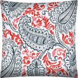 17" X 17" Coral Gray And White Zippered Polyester Paisley Throw Pillow Cover